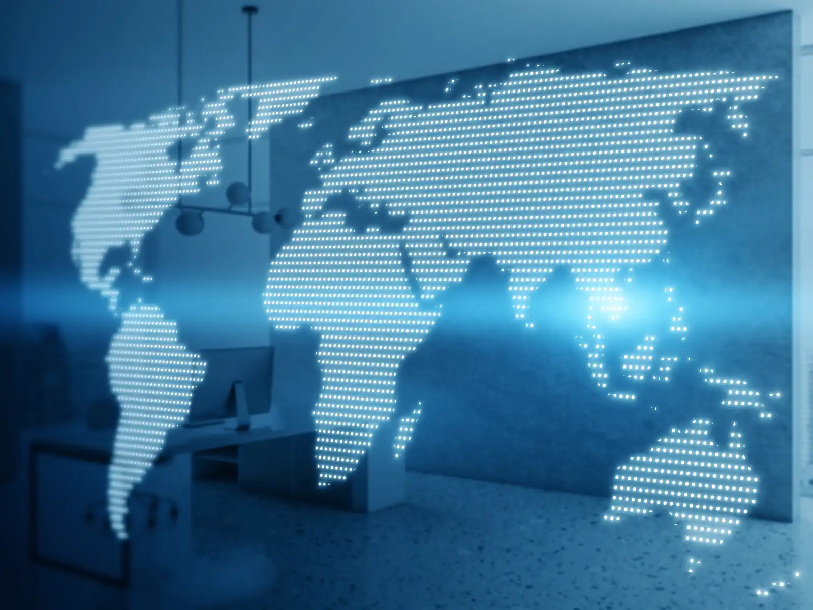 A stylized map showing global partnership connections